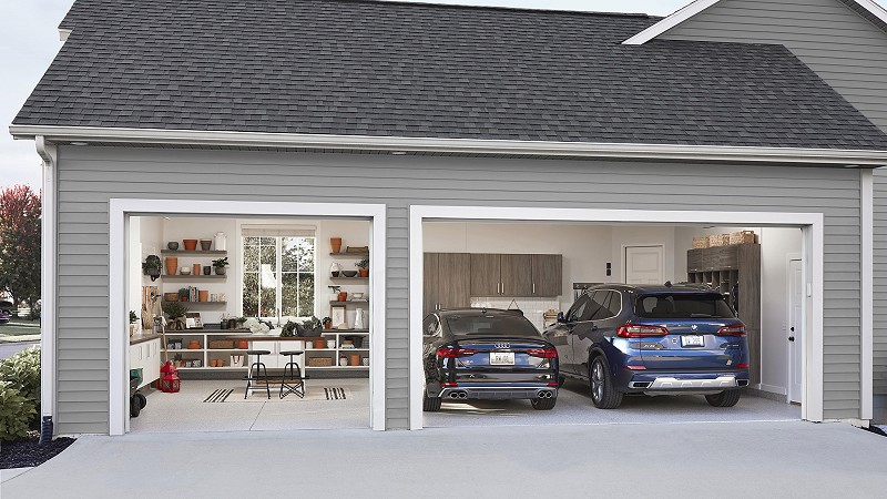 garagebild garage med bilar innuti